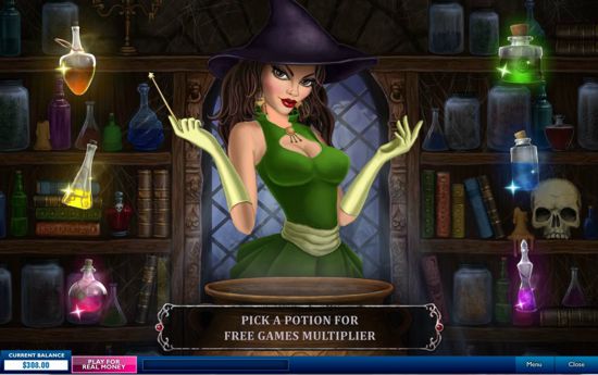 Halloween Fortune features the Pick a Witch and Potion Game