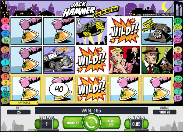 Jack Hammer uses the Wild and Scatter Symbols