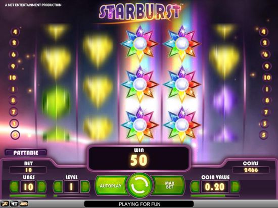 Screen shot of Starburst Slot graphics during gameplay