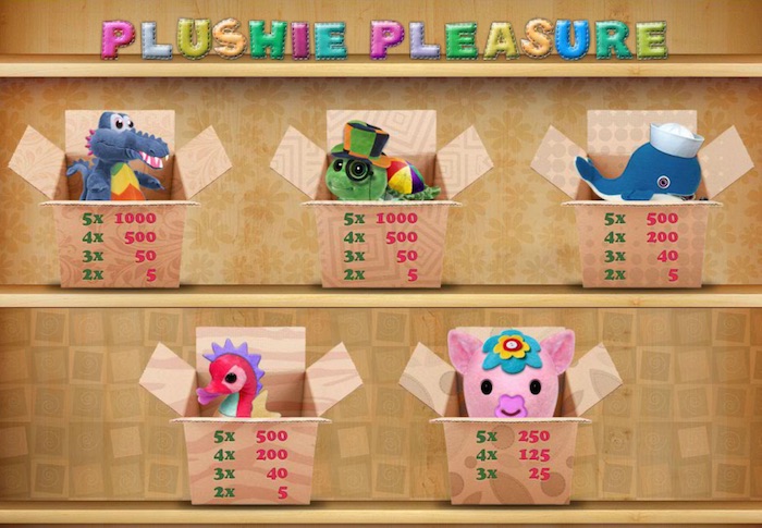 The Cozy Games Designed Pay Table for Plushie Pleasure Game