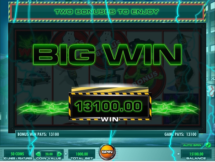 Ghostbusters Big Win when playing for real money