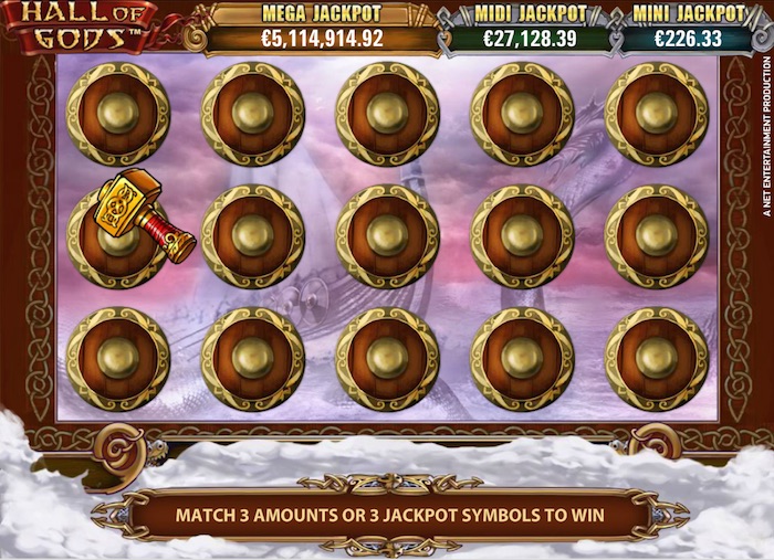 1 of 3 Jackpots can be won in the Thor Hammer Bonus Game