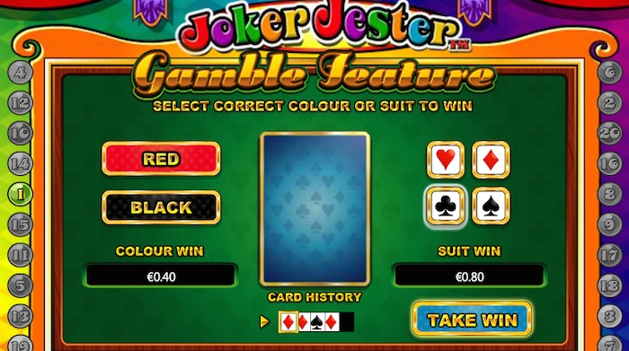 The Joker Jester Online Slot features a Gamble Feature on Wins