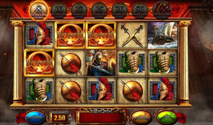 3 Shield Symbols will activate the Spartan Spins Bonus