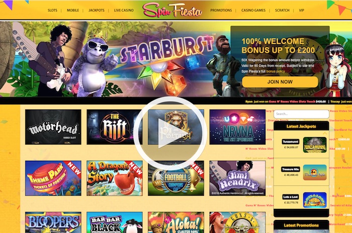 Spinfiesta.com Casino Review Home Screenshot
