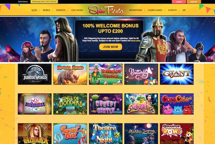 Spinfiesta.com Casino Review Home Screenshot