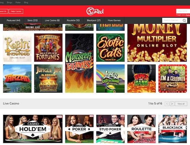 Screenshot of 32 Red Casino Home Lobby