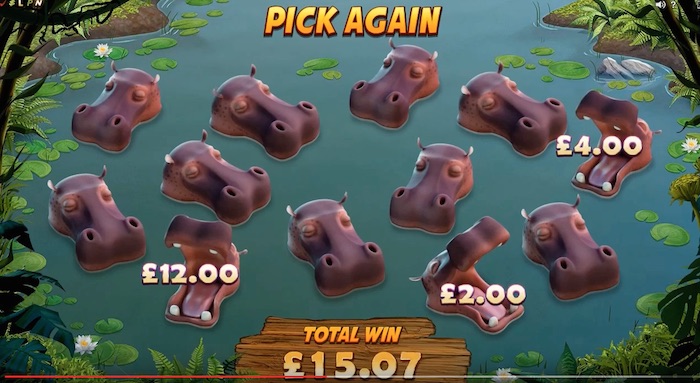 Pick-a-potamus Instant Cash Prize Feature