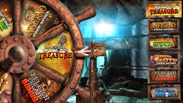 Spin the Goonies Bonus Wheel to win one of six features