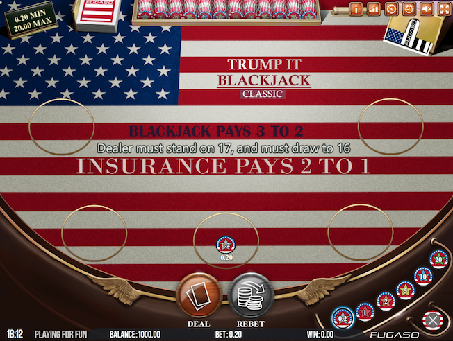 Trump-It game version of online blackjack by Fugaso