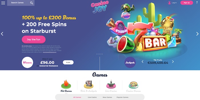 Casinojoy.com review screenshot