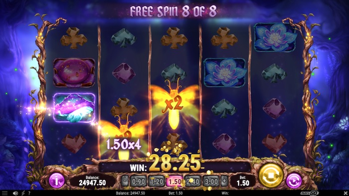 Win 8 free spins plus multipliers in Frenzy Spins Bonus Game