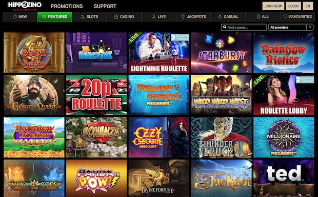 Hippozino Casino review 2022 screenshot