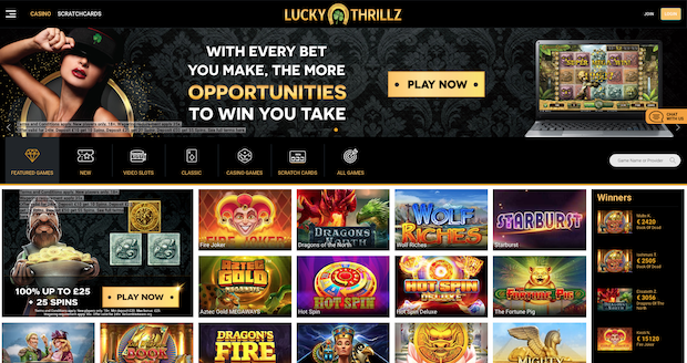Lucky Thrillz Online Casino Review Screenshot