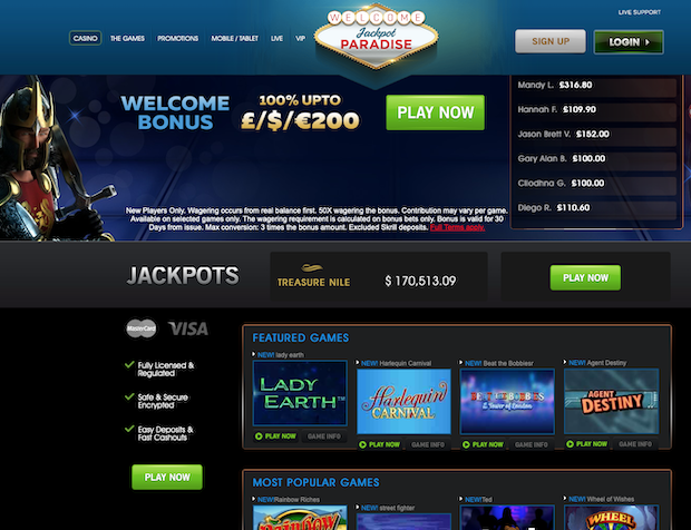 Jackpot Paradise Casino Online