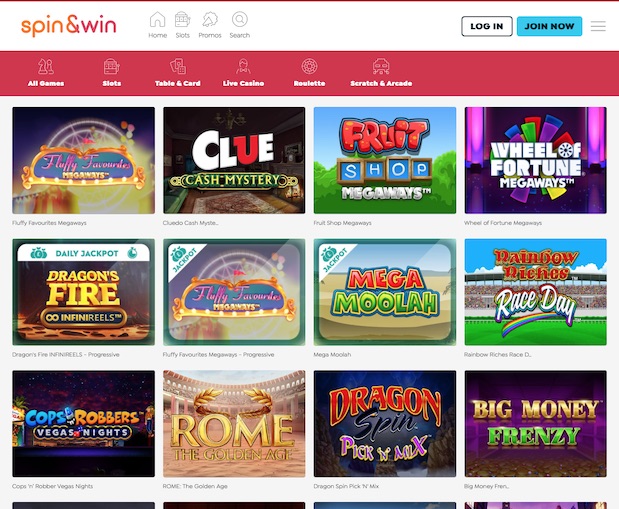 New games content at Spin and Win Casino