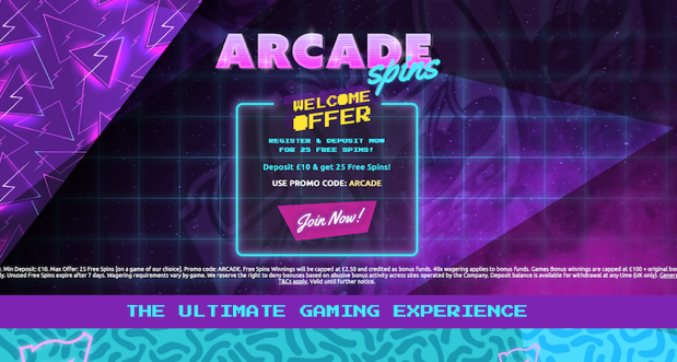 UK Slot site Arcade Spins